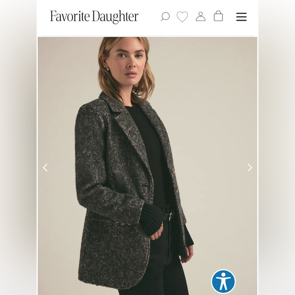NWT Favorite Daughter Women's Charcoal Tweed Blazer